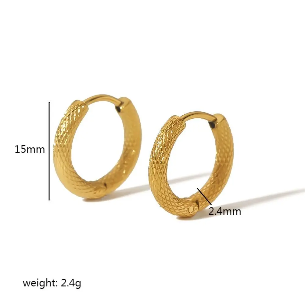 1 Pair Simple Classic Style Rhombus Pattern Solid Color Geometric Stainless Steel 18K Gold Plated Women's Hoop Earrings h5 Picture2